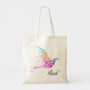 Colourful Flying Bird with Name Customization Tote Bag