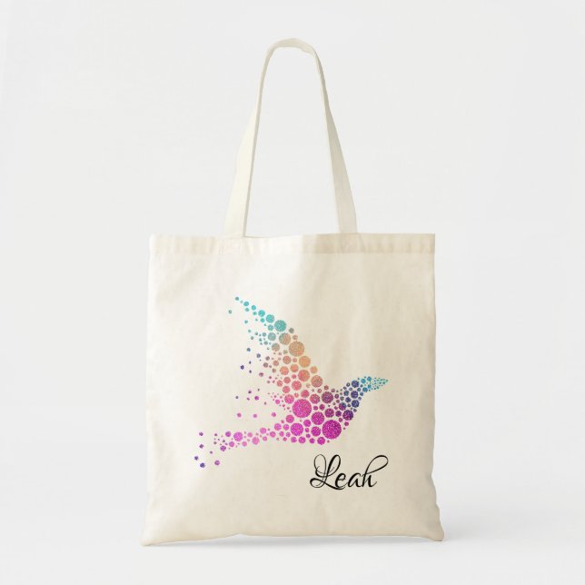 Colourful Flying Bird with Name Customization Tote Bag (Front)