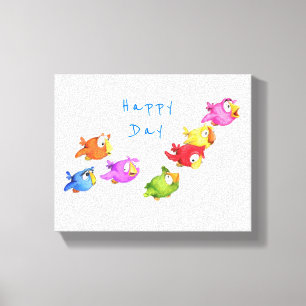 Colourful Flying Birds Canvas Print