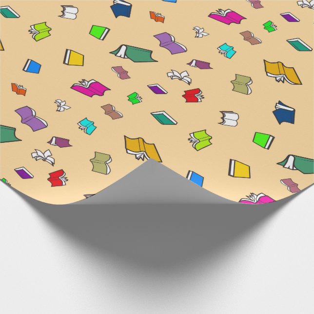 Colourful Flying Books Wrapping Paper (Corner)