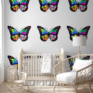 Colourful Flying Butterflies Custom Colour Wallpaper