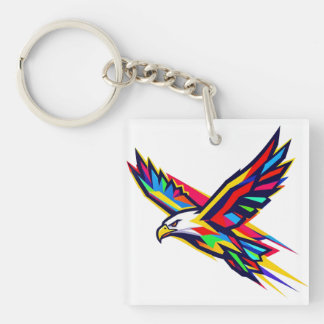 Colourful Flying Eagle Rainbow Logo Sports Gift Keychain