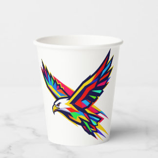 Colourful Flying Eagle Rainbow Logo Sports Gift Paper Cups
