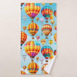 Colourful Flying Hot Air Balloon  Bath Towel Set