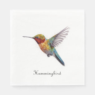 Colourful flying hummingbird pointillism too napkin
