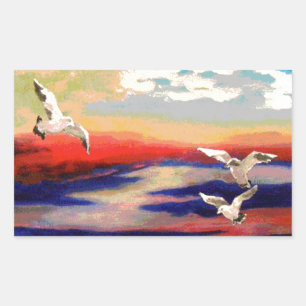 Colourful Flying Seagulls Sticker