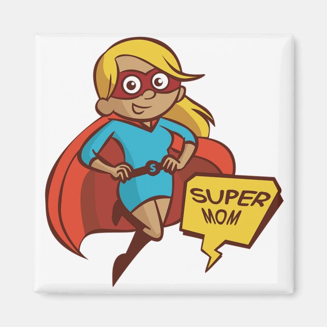 Colourful Flying Super Mom Magnet (Front)