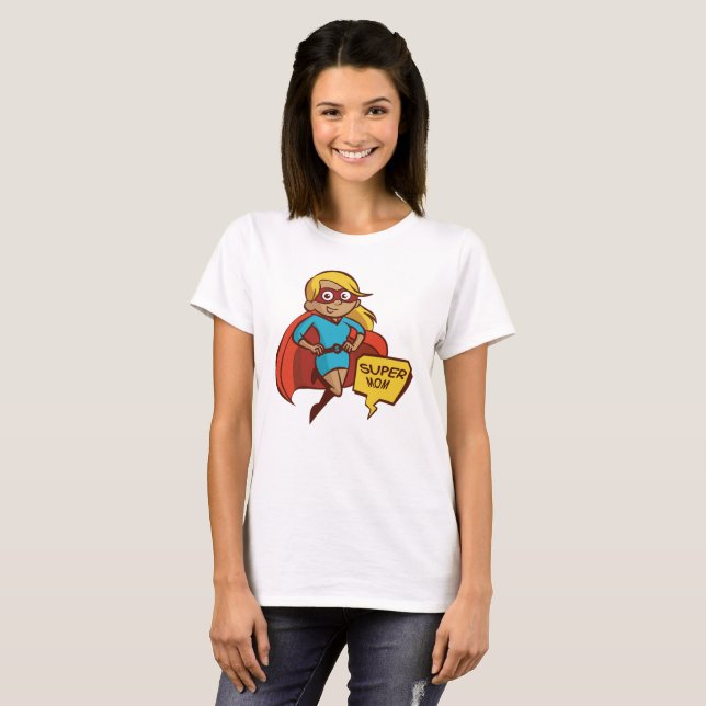 Colourful Flying Super Mom T-Shirt (Front Full)