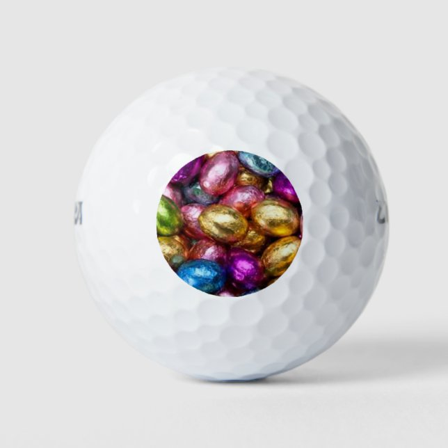 colourful foil chocolate Easter eggs Golf Balls (Front)