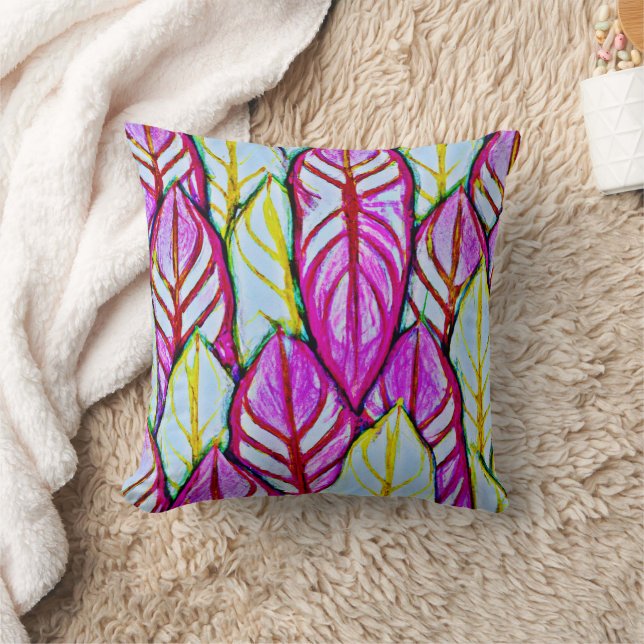 Colourful Foliage Delight Pattern Throw Pillow (Blanket)