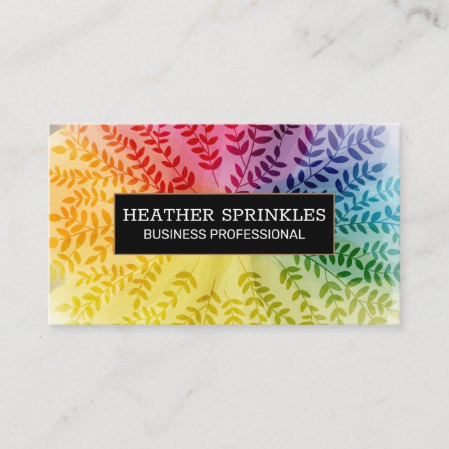 Colourful Foliage Pattern Leaves | Natural Business Card (Front)