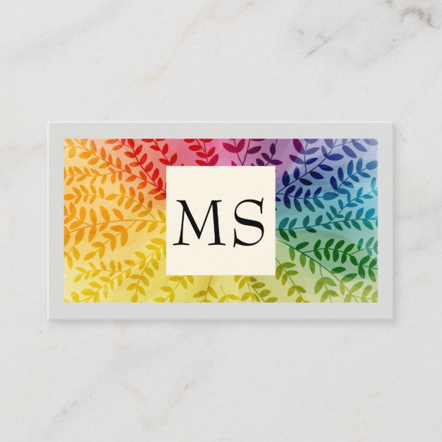 Colourful Foliage Pattern | Natural Business Card (Front)