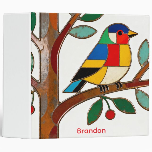 Colourful Folk Art Bird Binder (Front/Spine)