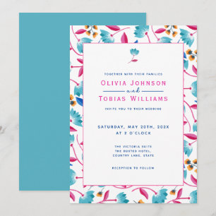 Colourful Folk Art Floral Summer Invitation