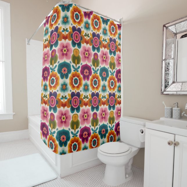Colourful Folk Art Flowers Retro Floral Pattern  (In Situ)