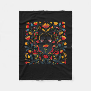 Colourful Folk Art Illustration Featuring A Panda  Fleece Blanket