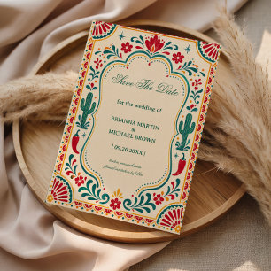 Colourful Folk Botanical Mexican Save The Date