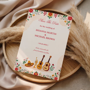 Colourful Folk Botanical Romantic Mexican Save The Date