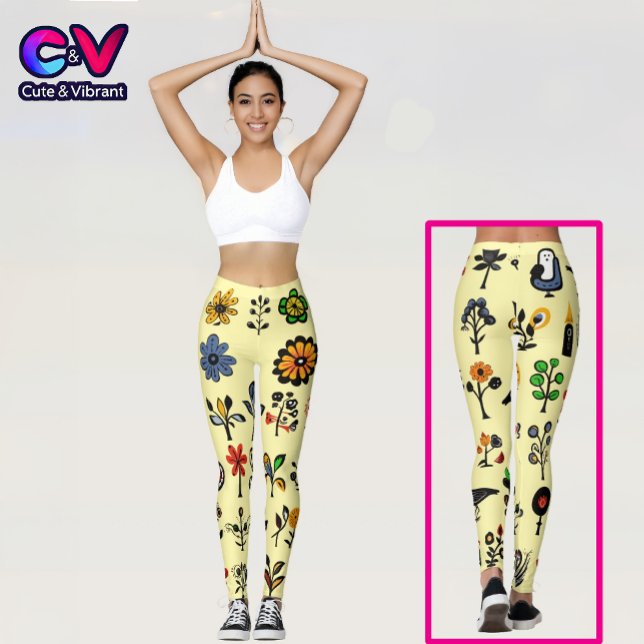 Colourful folk floral and birds leggings (Creator Uploaded)