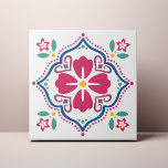 Colourful Folk Flower Azulejo Tile<br><div class="desc">Decorate the office with this Colourful Folk Flower design. You can customize this further by clicking on the "PERSONALIZE" button. Change the background colour if you like. For further questions please contact us at ThePaperieGarden@gmail.com.</div>
