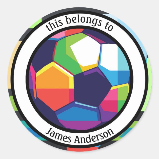 Colourful Football Book or School Sticker (Front)