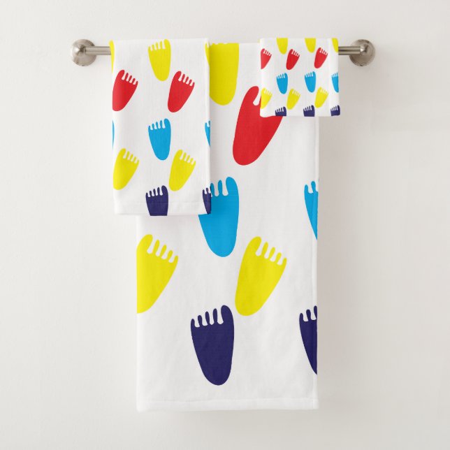 Colourful Footprints Bath Towel Set (Insitu)
