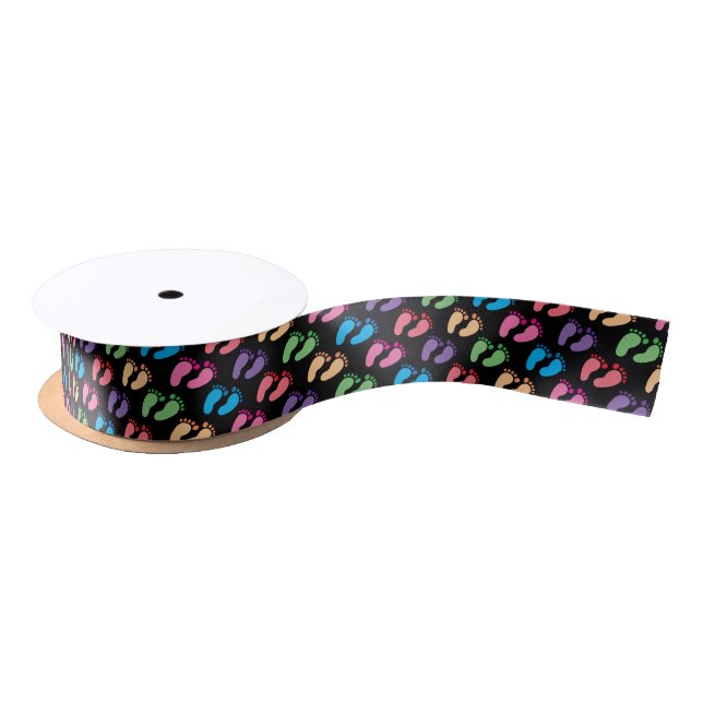Colourful Footprints Ribbon Satin Ribbon (Spool)