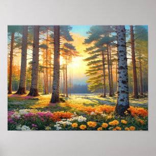 Colourful Forest Flowers and Summer Colours Art Poster