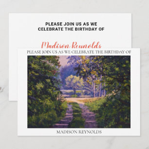Colourful Forest Light Blue Purple Yellow Green Invitation