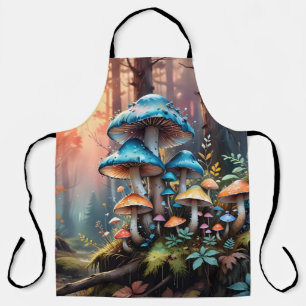 Colourful Forest Mushroom Art Apron