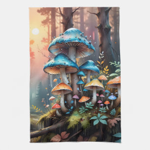 Colourful Forest Mushroom Art Kitchen Towel