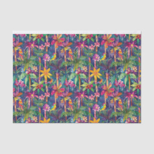 colourful forest trees, birds tissue paper