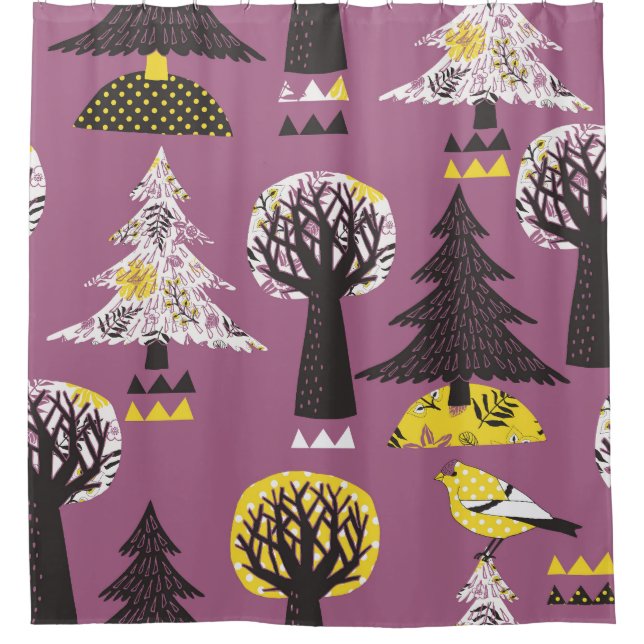 Colourful forest with birds, seamless tile. (Front)