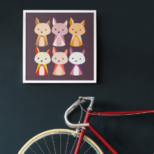 Colourful Fox Cartoon Photo Print
