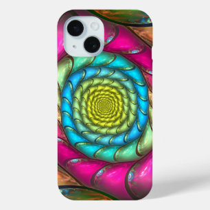 Colourful Fractal Abstract Spiral iPhone 15 Case