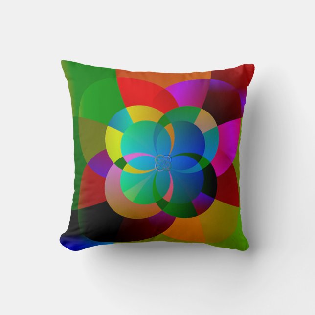 Colourful fractal artwork throw pillow (Front)
