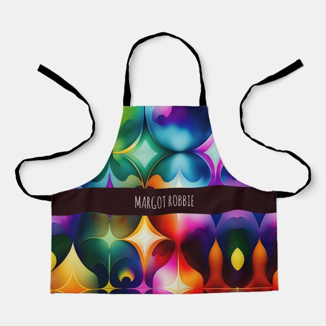 Colourful Fractal Flowers Rainbow Pattern Apron (Front)
