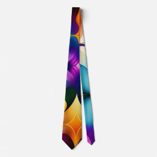 Colourful Fractal Flowers Rainbow Pattern Tie