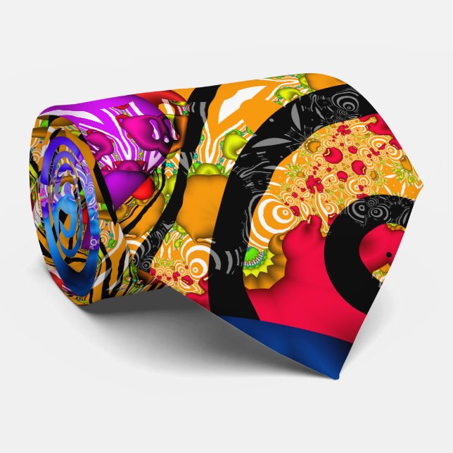 Colourful Fractal Hodgepodge Tie (Rolled)