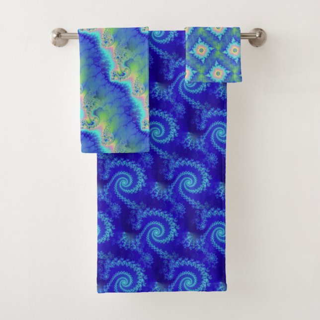 Colourful Fractal Pattern Bath Towel Set (Insitu)