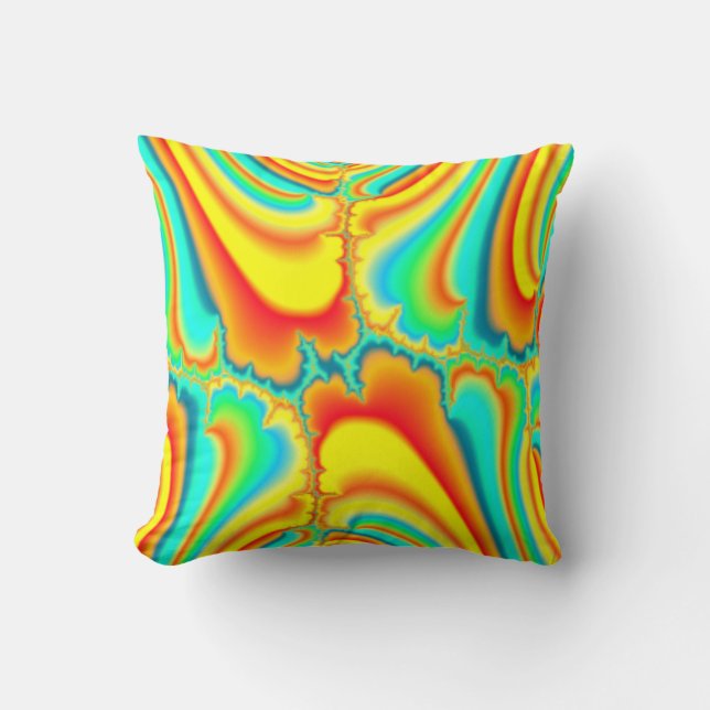 Colourful fractal psychedelic custom throw pillow (Front)