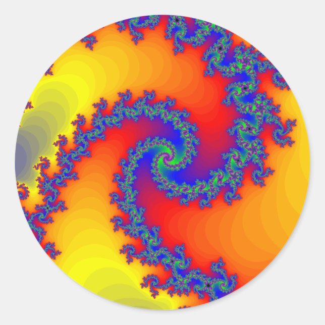 Colourful Fractal Spirals: Classic Round Sticker (Front)