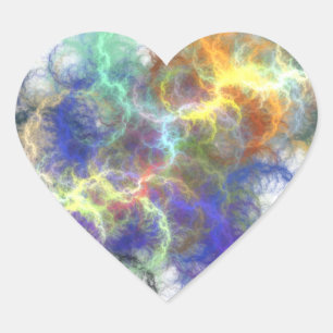 Colourful Fractal Spirals Heart Sticker