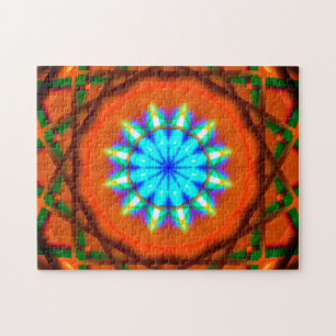 Colourful Fractal Stars   Repetitive Mandala Jigsaw Puzzle