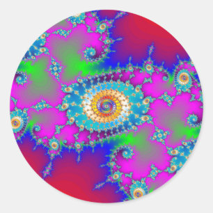 Colourful Fractal Swirls Classic Round Sticker