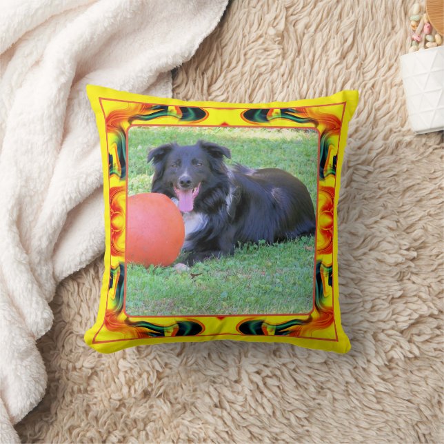 Colourful Frame Create Your Own Pet Photo  Throw Pillow (Blanket)