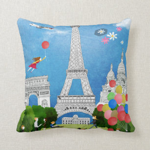 Colourful France Throw Pillow
