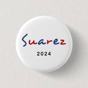Colourful Francis Suarez 2024 Script Text 1 Inch Round Button