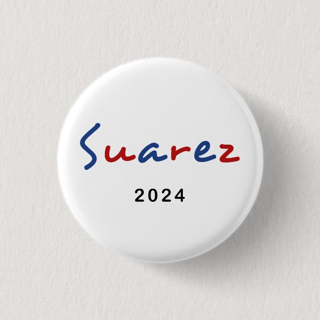 Colourful Francis Suarez 2024 Script Text 1 Inch Round Button (Front)