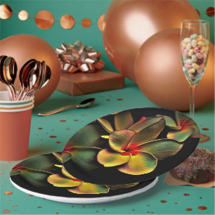 Colourful Frangipani Flower Paper pPlate Plate